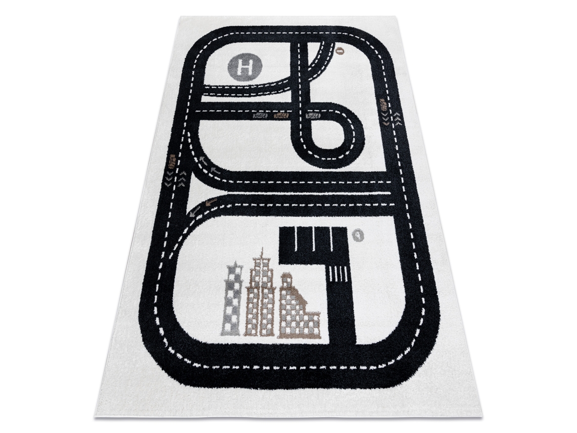 Alfombra Fun Track Para Niños, Calle, Pueblo Crema (240 x 330 cm)