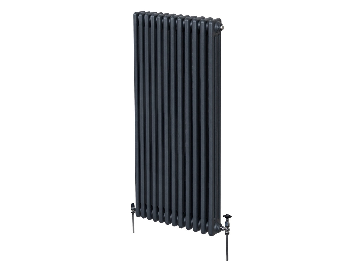 Radiador vertical tradicional de 3 columnas en acero al carbono de 1,5 mm, gris antracita, 1800 × 562 mm, emisión de calor, Monstershop