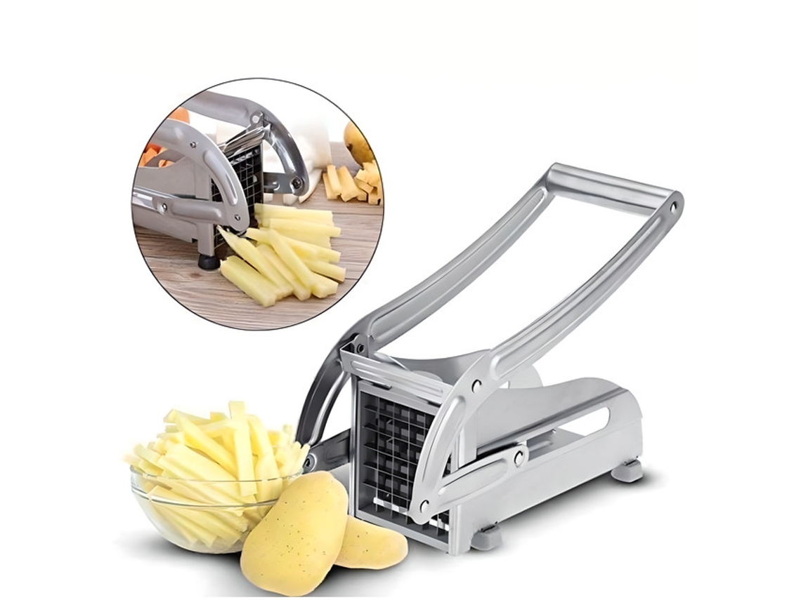 Cortador de papas fritas de acero inoxidable, cortador multifunción plateado Tommy01