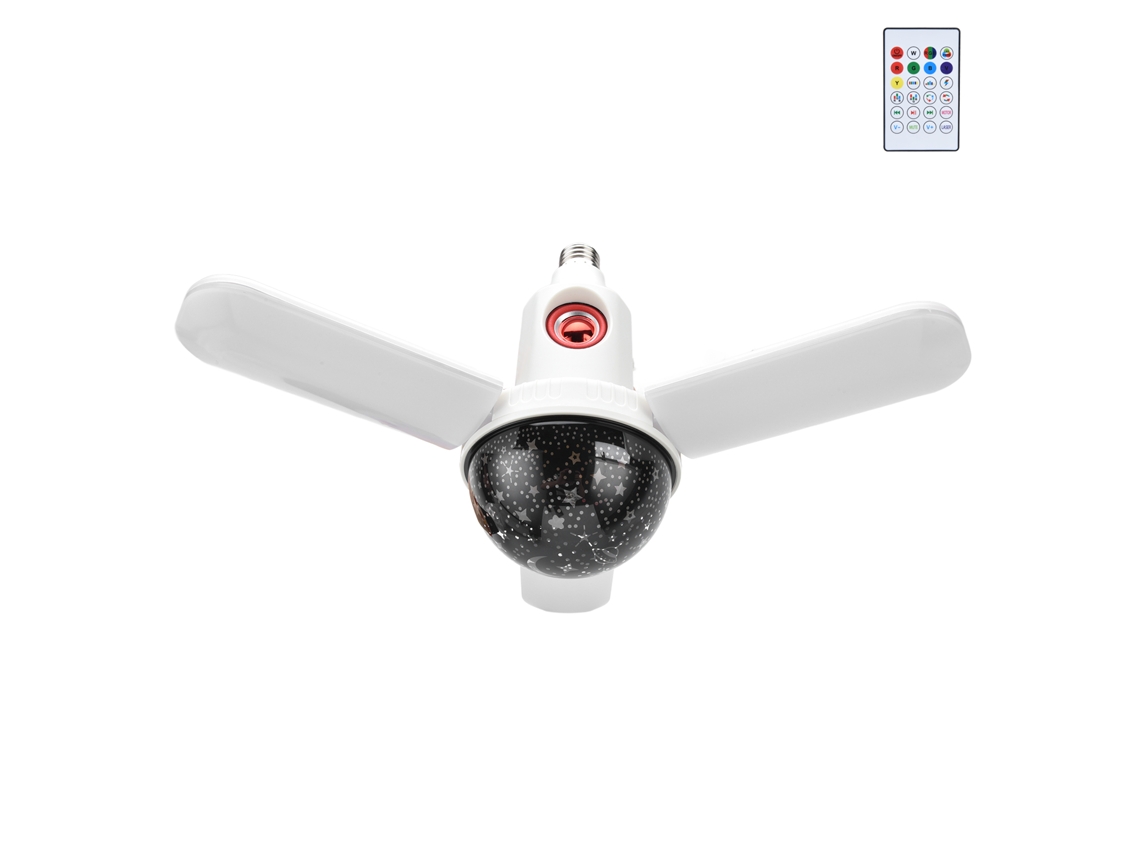 Altavoz Bluetooth Led De 48 W Con E27, Luz Proyección, Control Remoto, Lámpara Techo Rgb Música, 85-