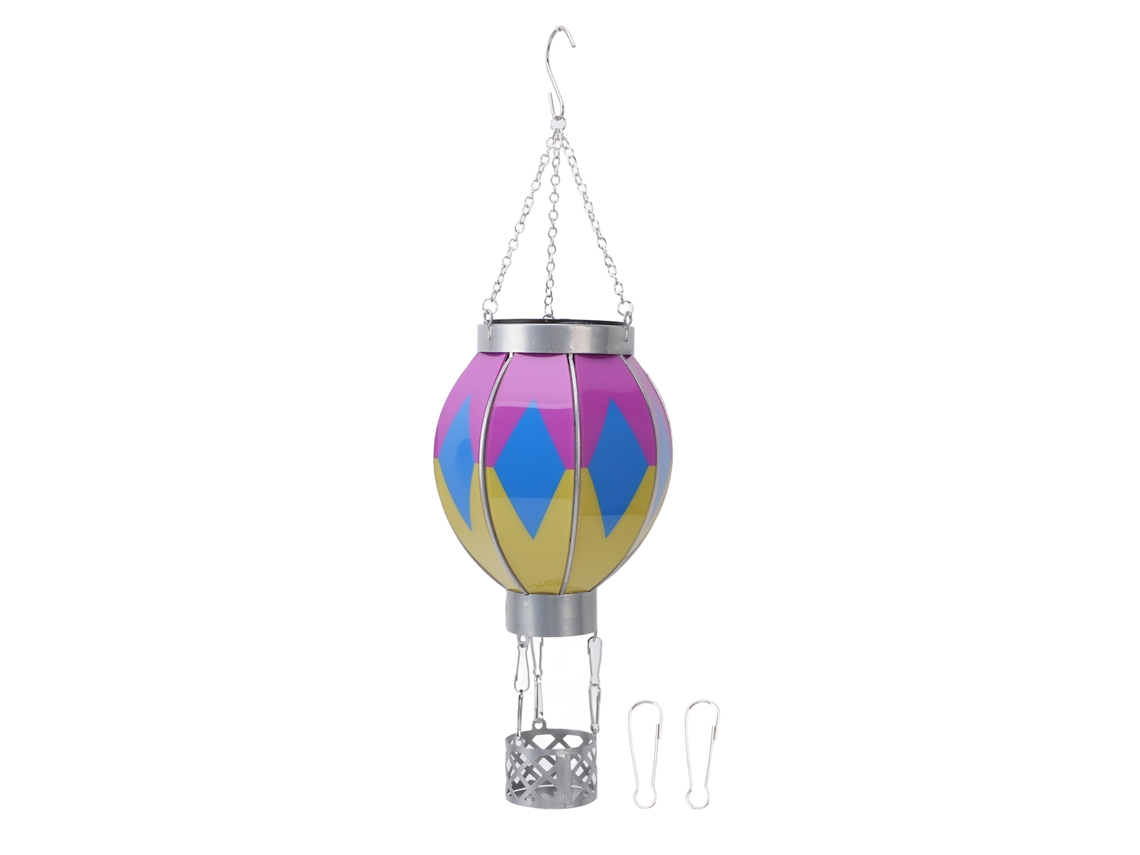 Linterna solar de globo aerostático de hierro portátil para colgar al aire libre, lámpara decorativa para patio, jardín, balcón, pequeña