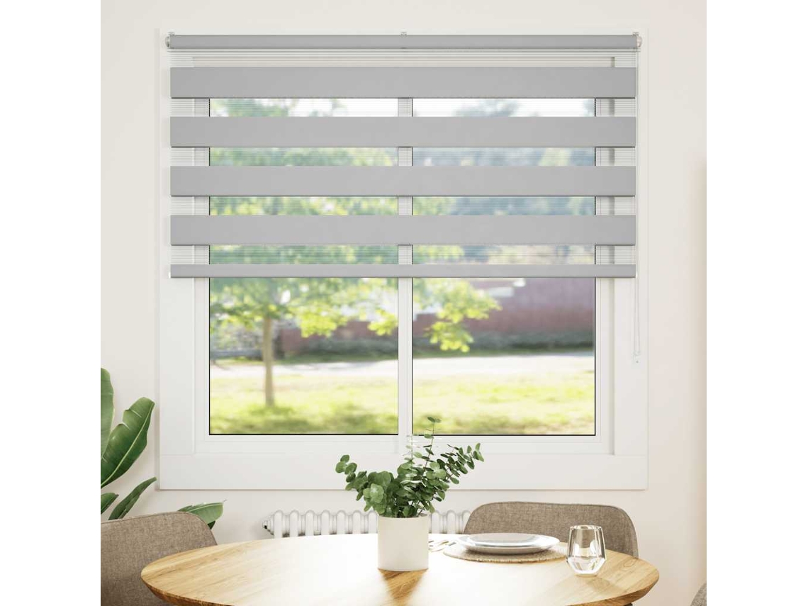 Maison Exclusive - Estor Cebra Gris Claro 150x150cm Tejido Ancho 145,9cm Poliéster