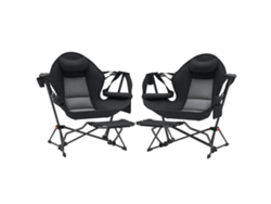 VPMKP - Outsunny conjunto de 2 sillas balancín exterior con reposapiés, plegables, con portavasos, carga 120 kg, para playa y pesca, color negro.