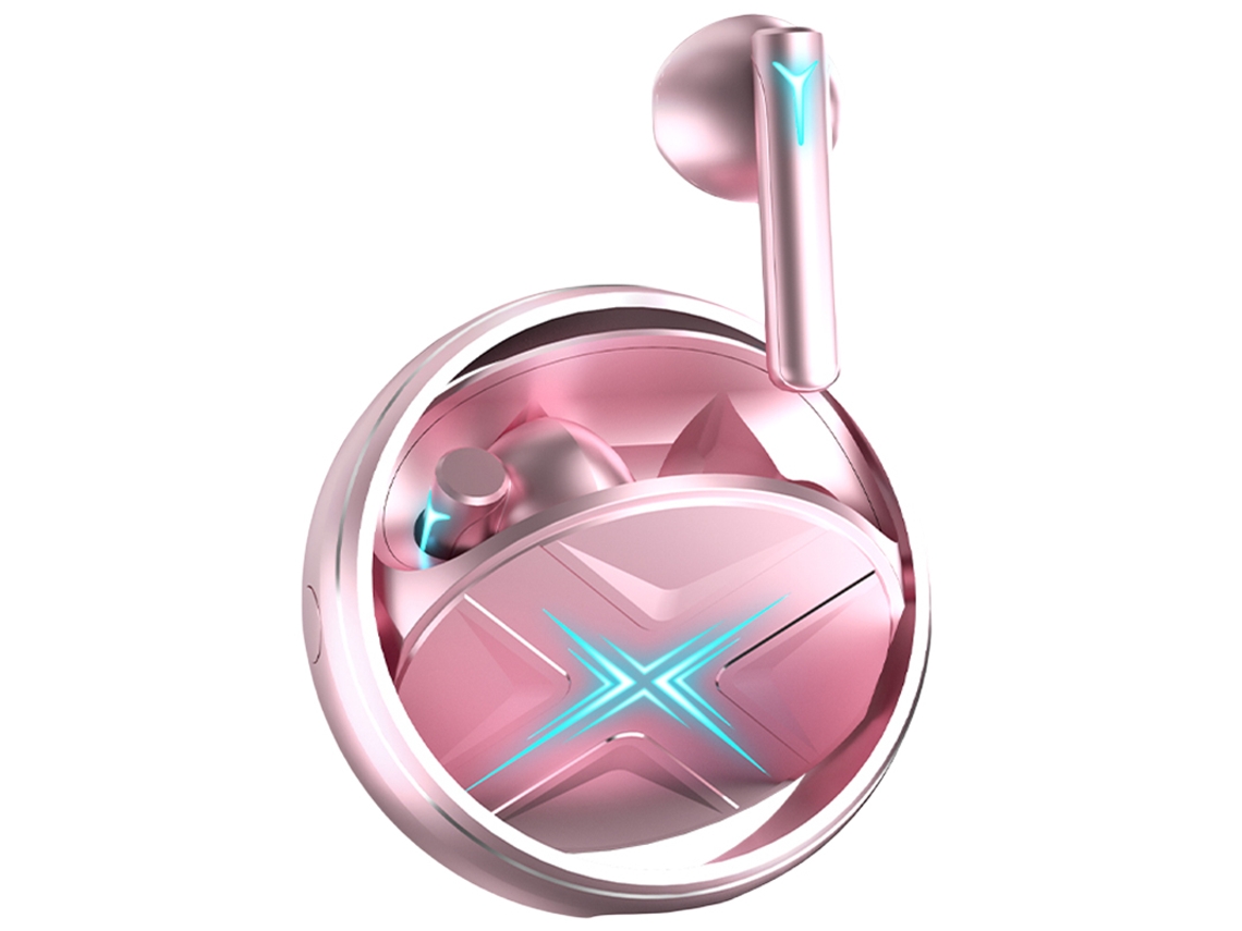 Auriculares inalámbricos con una moderna luz pulsante y un estuche de carga que ofrece 24 horas de duración de batería. (rosa)