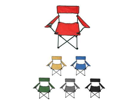 Silla de Camping Plegable Con Portavasos Metal Y Lona 80X80X49 Cm Roja JARDIN202