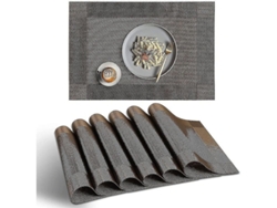 2026-6 Sobres De Mesa Anti-deslizantes Resistentes Al Calor De Pvc Lavables, Diseño Elegante, 45x30 Cm, Marrón