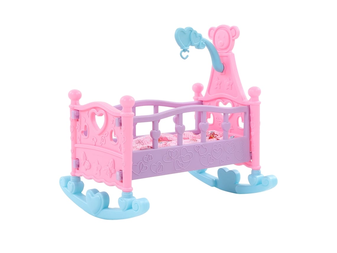 Ats-cuna De Muñeca Con Mecedora Colchón Y Almohada Accesorio De Muebles Para Casa De Muñecas