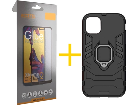 Kit Carcasa y Protector 1 X Cristal Full iPhone 11 Pro Max Skyhe Anti-choque Negro