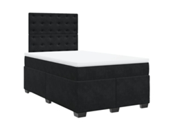 Maison Exclusive - Cama Box Spring Con Colchón Terciopelo Negro 120x190 Cm