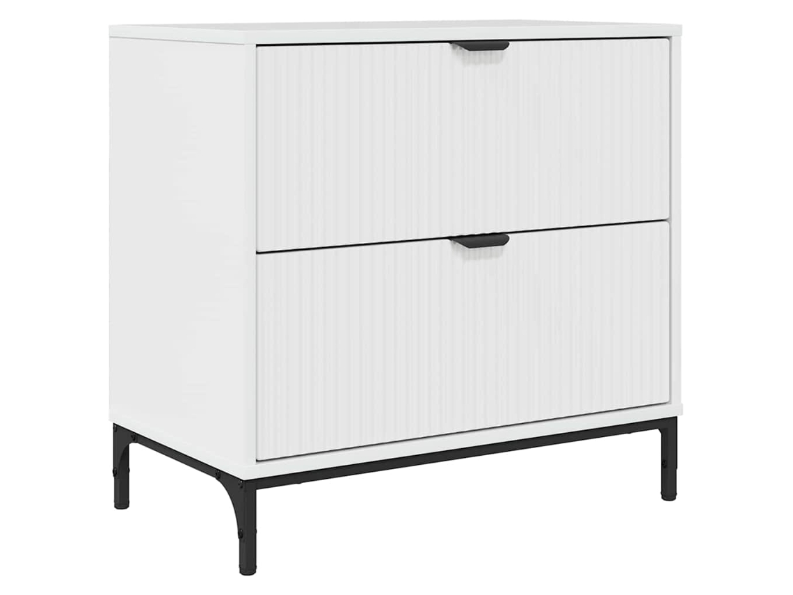 Mesita de noche con cajón, blanco brillante, MAISON EXCLUSIVE (63,5 x 36 x 61 cm)