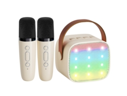 Mini Máquina De Karaoke Con 2 Micrófonos Inalámbricos Para Niños Y Adultos Beige Yemaesre