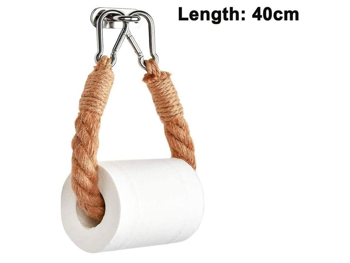Portarrollos de papel higiénico de cuerda de yute, estilo bohemio, de pared, multifunción.