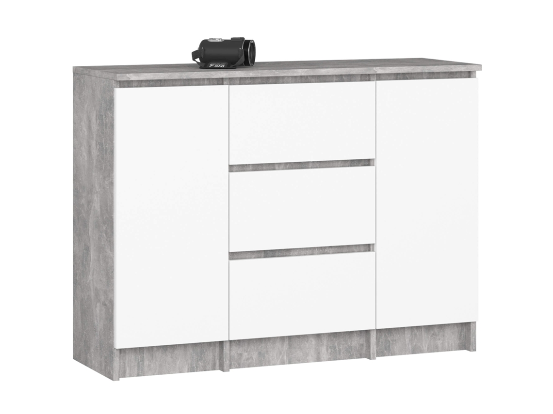 Cómoda Sonoma de roble con 2 puertas y 3 cajones, 101x98x35cm, laminado mate, AKORD FURNITURE FACTORY