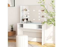 Tocador | Mesa De Vestidor De Maquillaje Con Luces Led Mdf Blanco 100x40x135 Cm