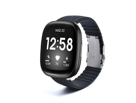Correa Silicona Stripe Adaptable Fitbit by Google Versa 3 Negro