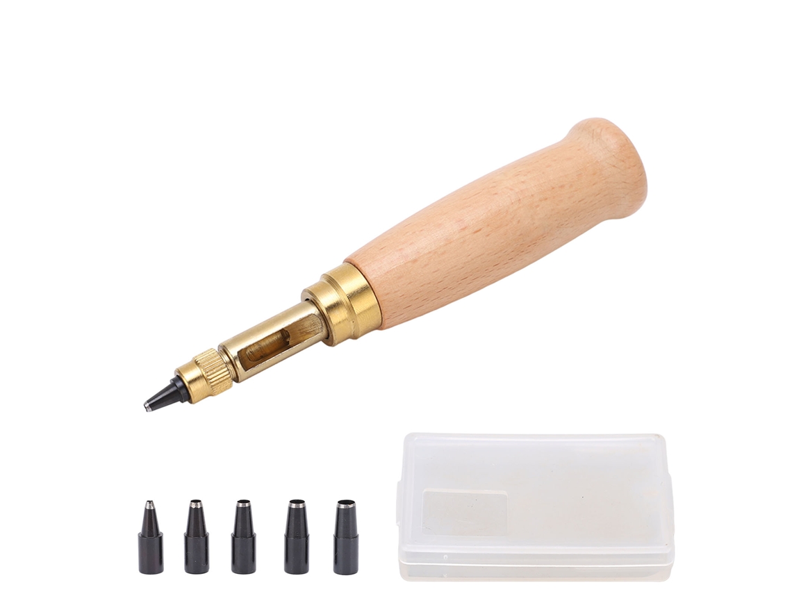 Set De Perforadoras De Cuero Con 6 Cabezales Intercambiables Para Perforar Cinturones Y Proyectos Diy