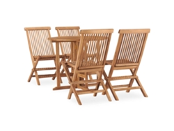 Juego de comedor plegable para exterior de 5 piezas en madera maciza de teca, Dkd Home Decor