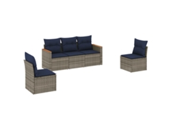 Maison Exclusive - Conjunto De Sofá De Jardín De 5 Piezas Con Cojines, Poliratán Gris