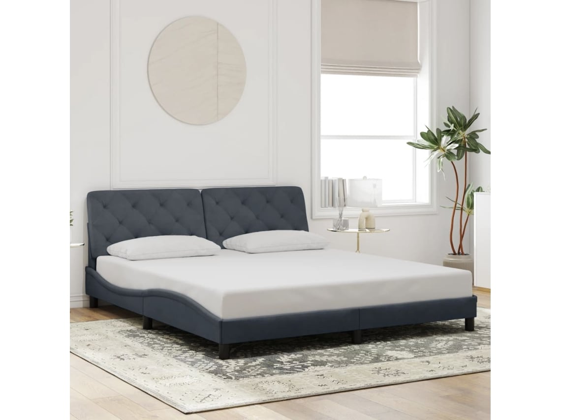 Estructura De Cama Sin Colchón Terciopelo Gris Oscuro 180x200cm