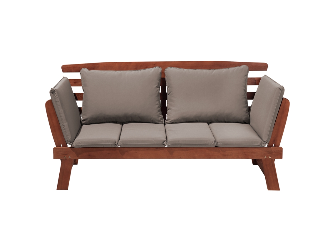Banco de jardín BELIANI Portici de Madera de eucalipto Madera oscura 210x66x82