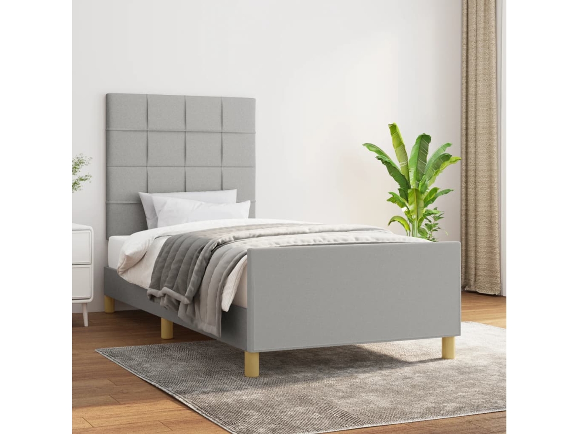 Estructura De Cama Sin Colchón Tela Gris Claro 90x200 Cm