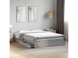 Cama Con Cajones Madera Ingeniería Gris Sonoma 150x200 Cm