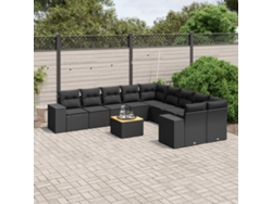 Conjunto de sofás de jardín de 11 piezas DKD Home Decor con cojines de mimbre negros