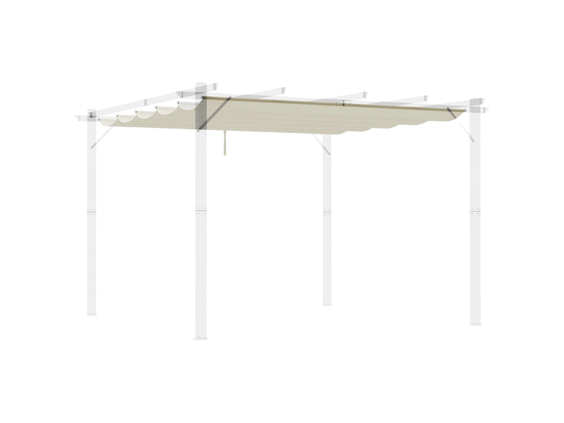 Cubierta retráctil para pérgola, tejido de poliéster, protección UV, color crema, 250 x 255 cm.