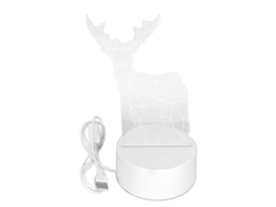 Lámpara de noche LED 3D con base USB, con forma de grandes astas de ciervo.