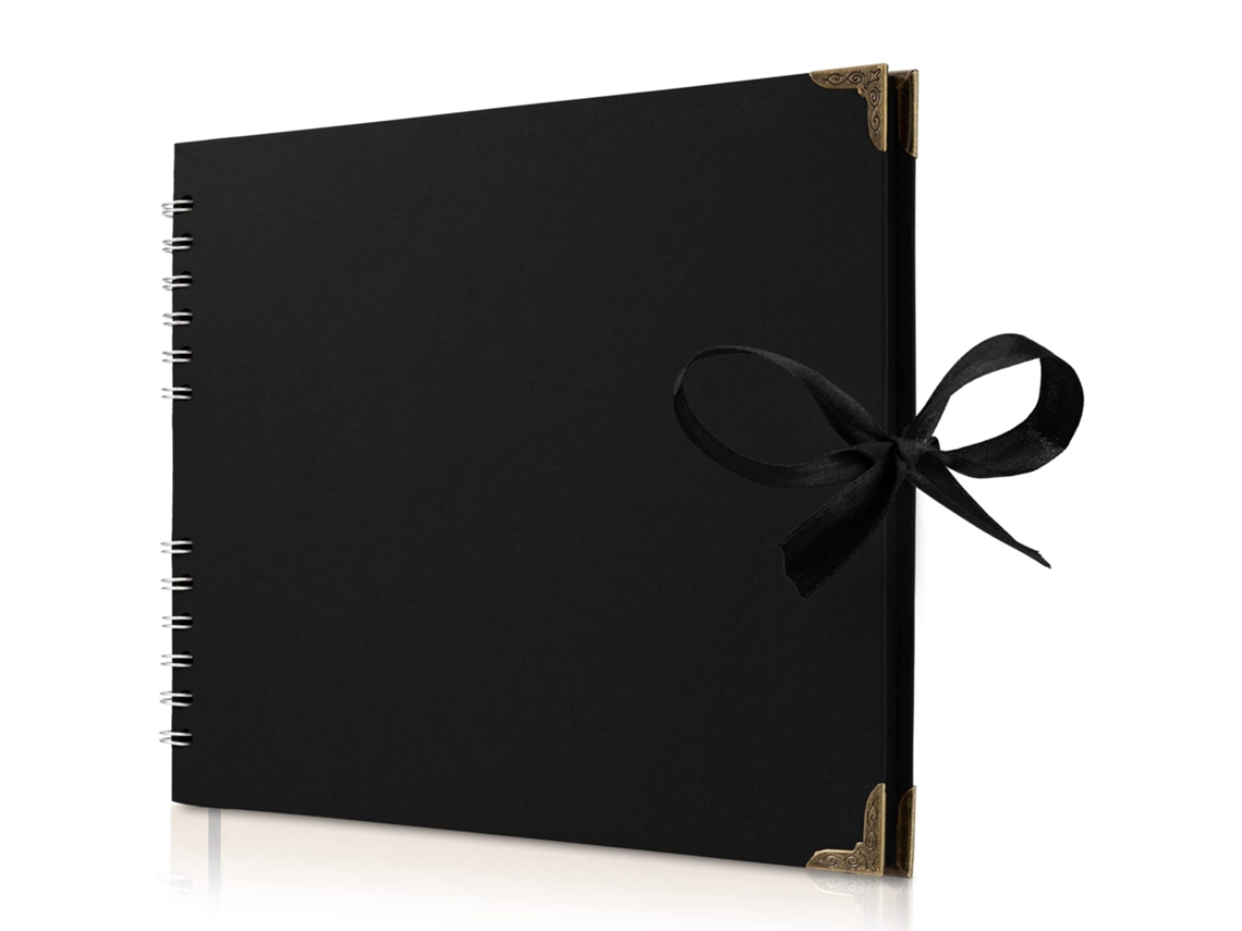 Álbum De Recortes Negro, 21x21cm, 60 Páginas, Papel Kraft De 250 G/m², Con Cinta.