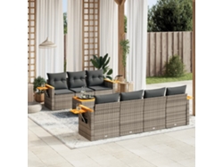 Conjunto de sofá de jardín de 8 piezas con cojines, ratán gris, DKD Home Decor