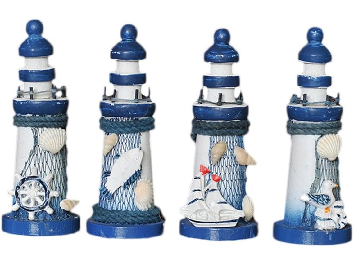 Faro náutico en miniatura, decoración creativa de mesa con temática mediterránea, ideal para micropaisajismo, paisajismo y decoración de macetas.