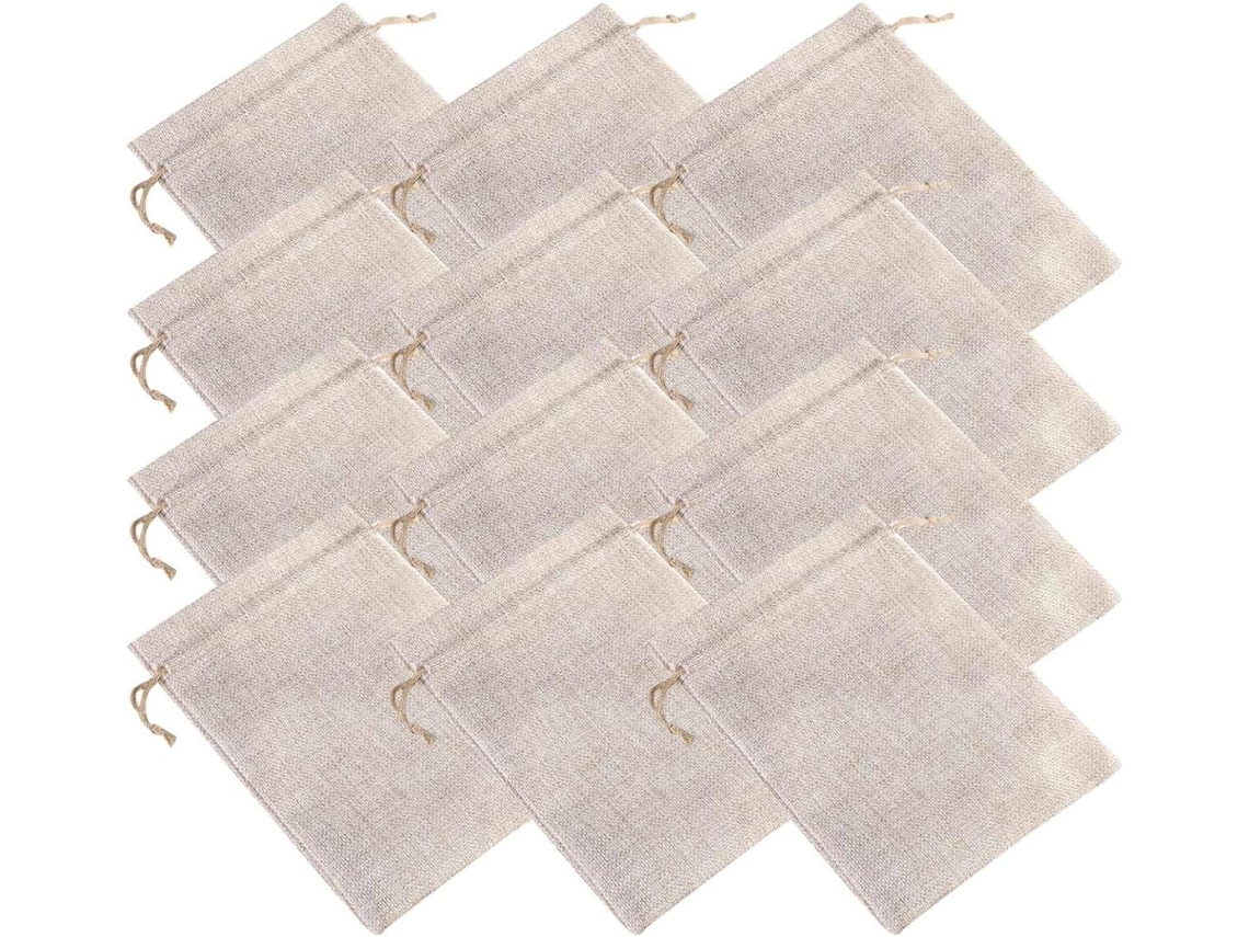 Juego 12 Bolsitas Cordón Algodón Beige Resistentes Desgarros Paquete Multifuncional Joyería Manualidades
