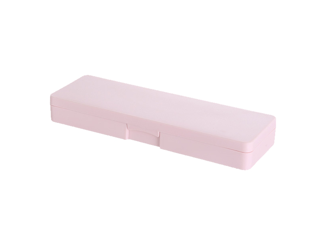 Estuche De Lápices De Plástico Con Cierre De Snap Ligero Portátil Diseño Sencillo Para Estudiantes Color Rosa Claro