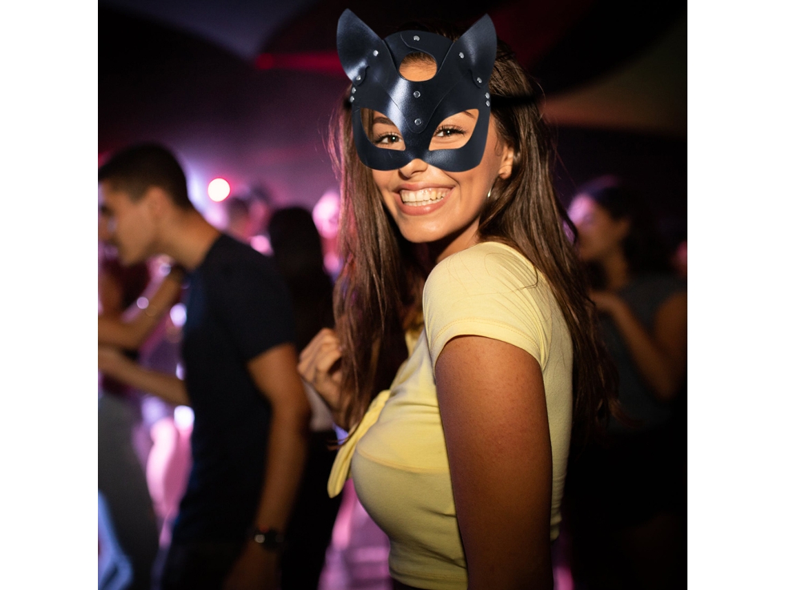 Máscara Sexy De Cabeza De Gato De Cuero Sintético Para Halloween, Carnaval Y Fiesta De Cosplay.