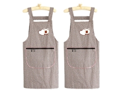 2 Delantales De Algodón Nuevos, Impermeables Y Anti-grasas, Ajustables Con Bolsillo Grande, Reutilizables Para Cocina Hogareña Marrón