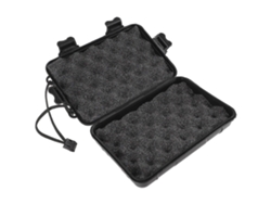Estuche impermeable y sellado para herramientas de supervivencia al aire libre, ideal para almacenamiento.