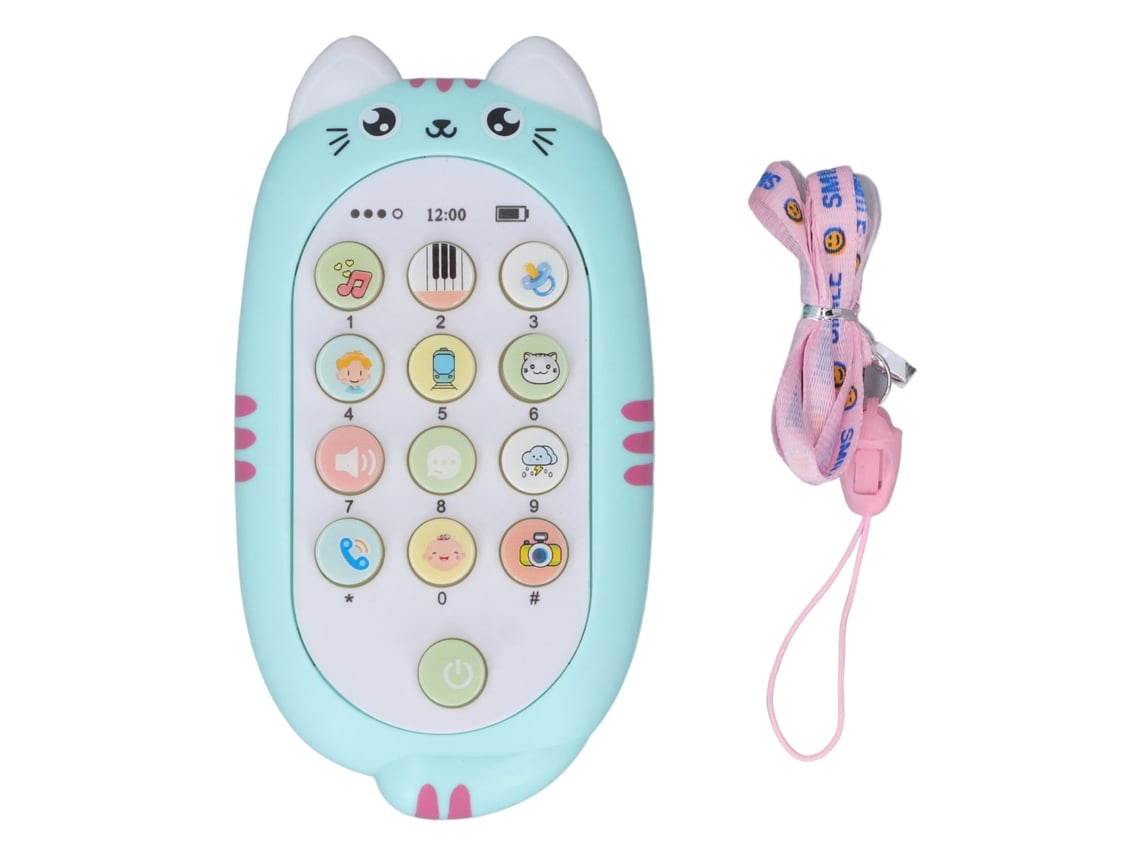 Ats-juguete Teléfono Bebé Para Morder Con Música, Canciones Y Luces, Regalo Para Niños De 1 Año, Azul
