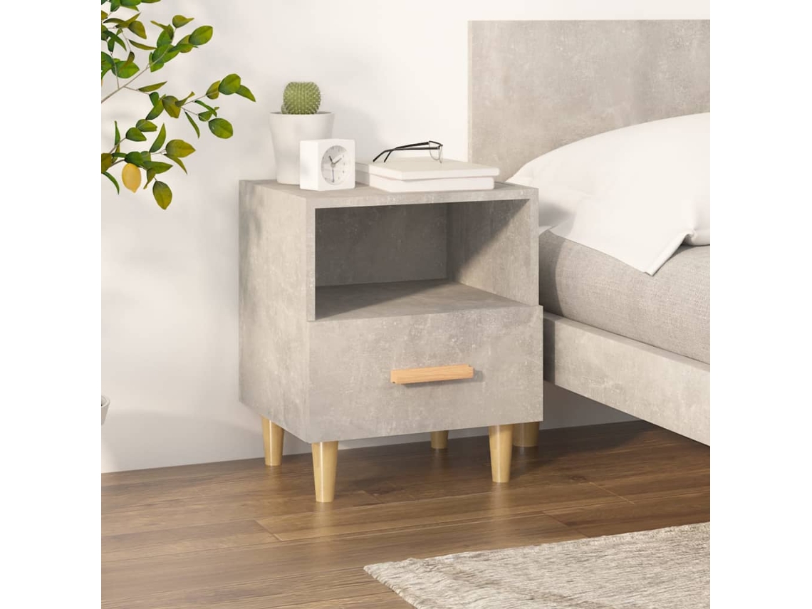 Mesa de Cabeceira LOVELY HOME Mesinha 40X35X47 Cm Cinzento Cimento