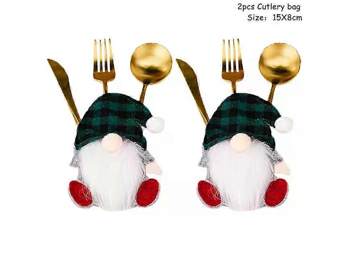 Juego de 2 portacubiertos navideños con bolsillo para cuchillo y tenedor, decoración navideña 2025 para el hogar, Navidad 2025, Nostalgia88