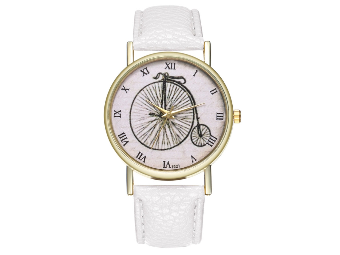 Reloj De Cuarzo Con Correa De Cuero Pu, Dial Redondo, Para Parejas, Moda (blanco)