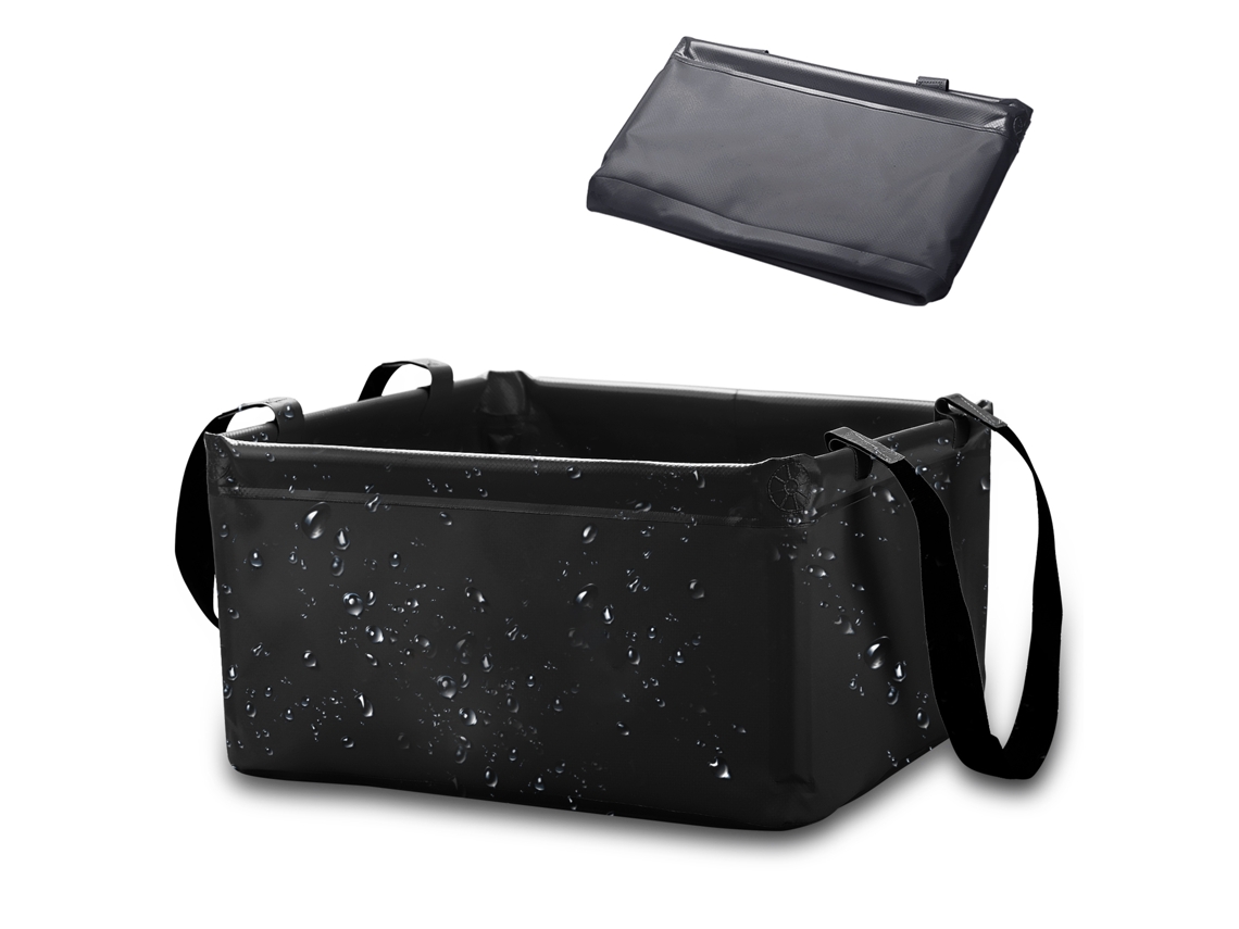 Cubo De Agua Plegable De 15 Litros, Pvc 500d, Impermeable, Multiusos, Lavabo, Almacenamiento, Negro.