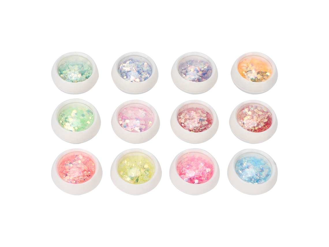 Rebe - 12 cajas de lentejuelas para decoración de uñas, purpurina en polvo para manicura (hazlo tú mismo)
