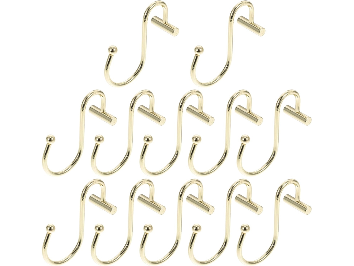 Juego De 12 Ganchos De Cortina En Forma De T De Metal Dorado, Para Barras De Para Ventanas,