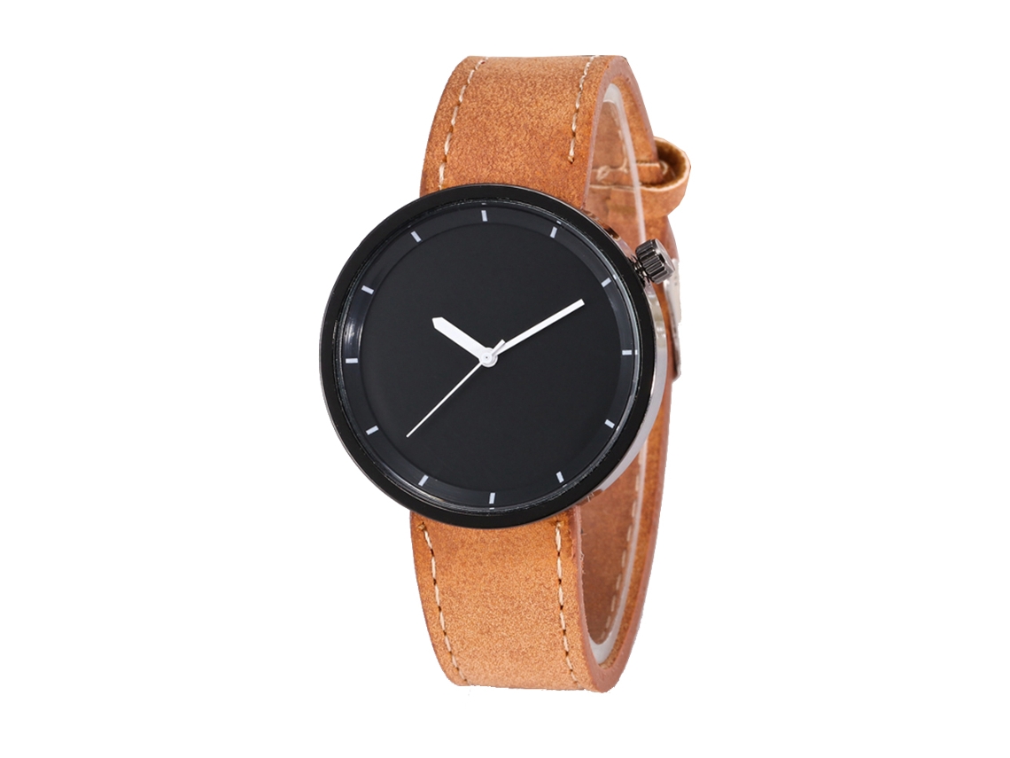 Reloj De Cuero Pu Con Correa De Acero Inoxidable Dial Redondo Para Parejas