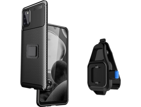 Funda Samsung A31 Rugged Carbon con Soporte para la Cintura Negro