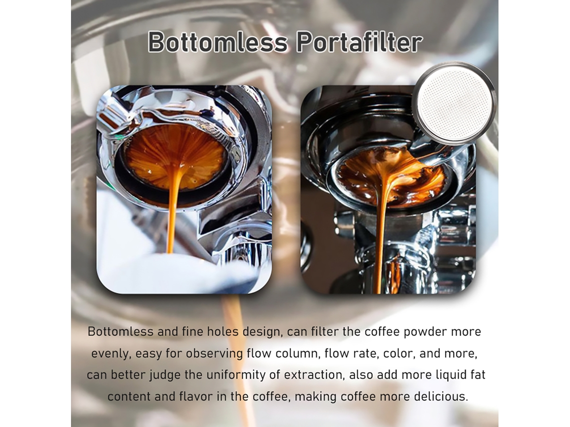 Portafiltro Sin Fondo De Acero Inoxidable De 58 Mm Con Mango De Madera Para Barsetto Ba101 Ba102 Calphalon Temp Iq