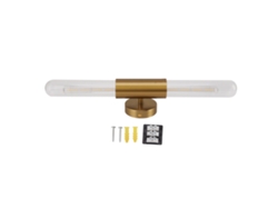 Aplique De Pared Led Dorado Con 2 Pantallas De Cristal Para Baño, Dormitorio Y Tocador (85-265 V)