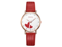 Reloj De Cuarzo Para Mujer Con Esfera Redonda Y Elegante Diseño De Corazón (rojo)