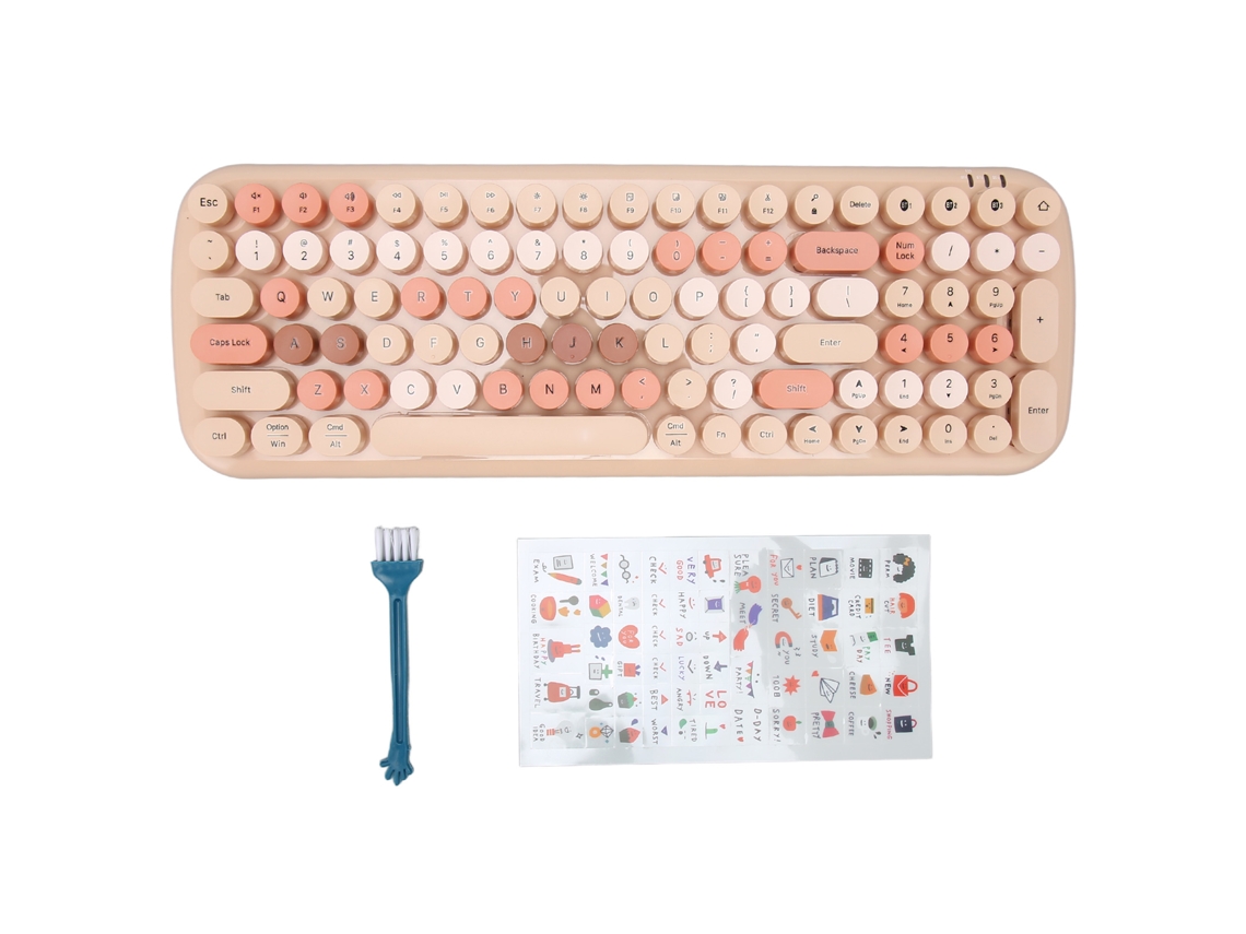 Teclado Inalámbrico Bluetooth Con 100 Teclas Redondas De Estilo Retro Para Tabletas Ios, Teléfonos Móviles Y Portátiles.